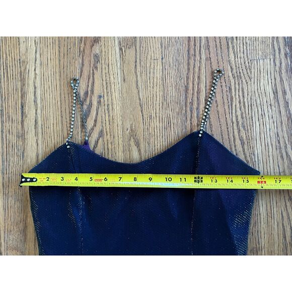 Vintage Scott McClintock Green Purple Y2K Glam Bead Strap Dress Women's Size 10 - Picture 12 of 13